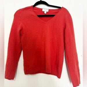 Charter club cashmere pullover orange v neck sweater size medium